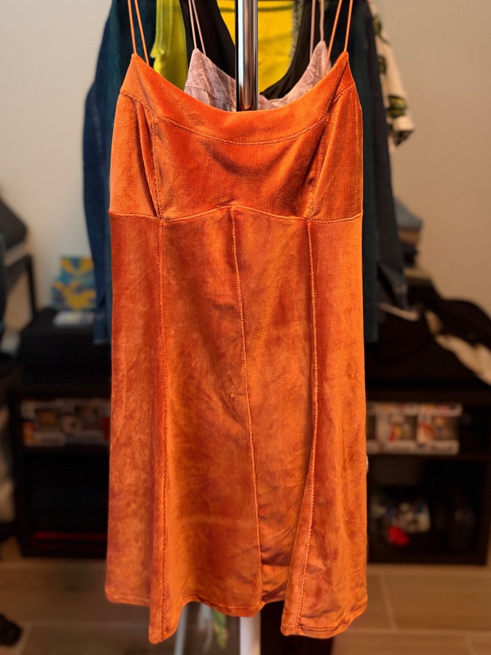 wild fable Orange Velvet Slip Mini Dress